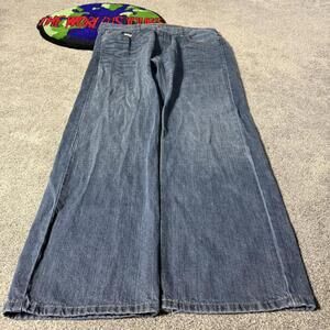 NAVY ACID WASHED DNKY BAGGY JEANS